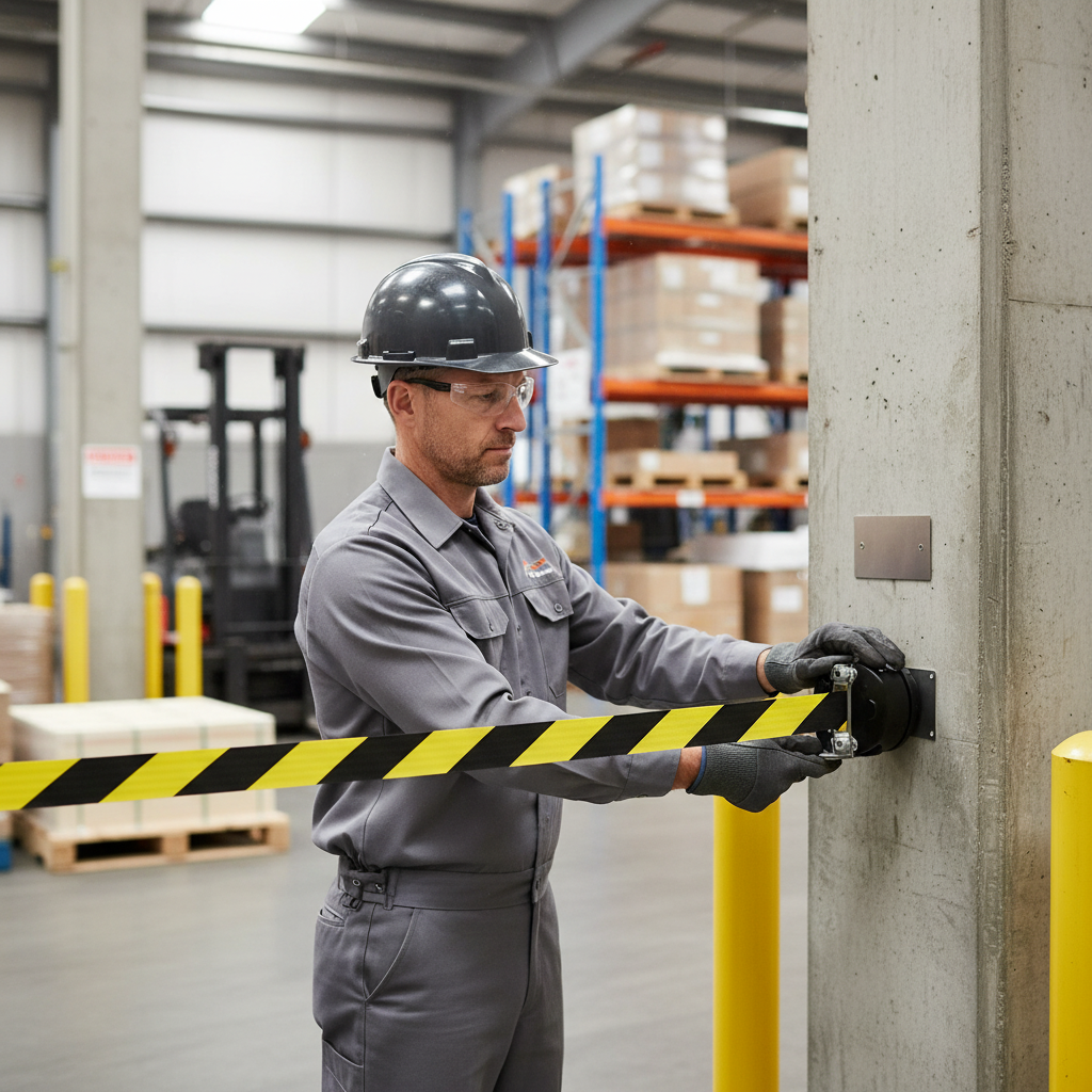 Premium Wall Mounted Magnetic Barrier - Flexible Access Control with Durable Steel Housing and High-Visibility Belt for Temporary Restrictions (2.3–4.5 m)