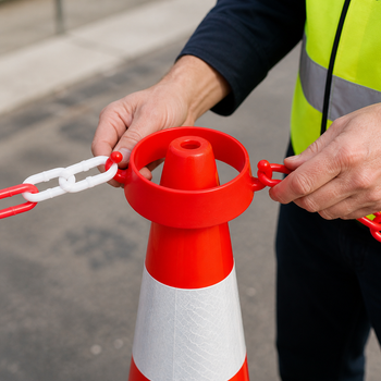 High Visibility Red Cone Chain Connector Holder for Traffic Management