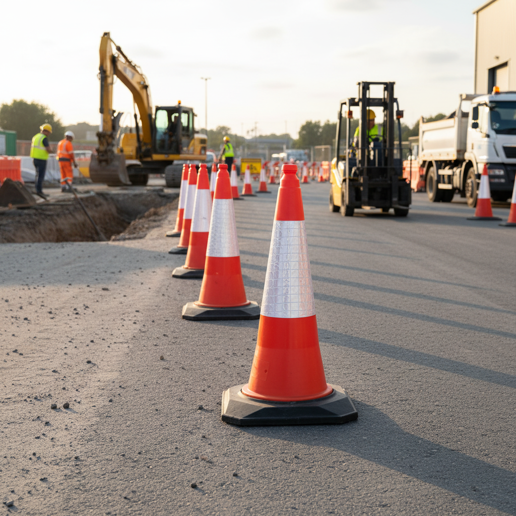 Premium Heavy Duty Traffic Cone - 750mm, UV Stabilized, Recyclable Materials with Reflective Sleeve for Safety - Detail View 
