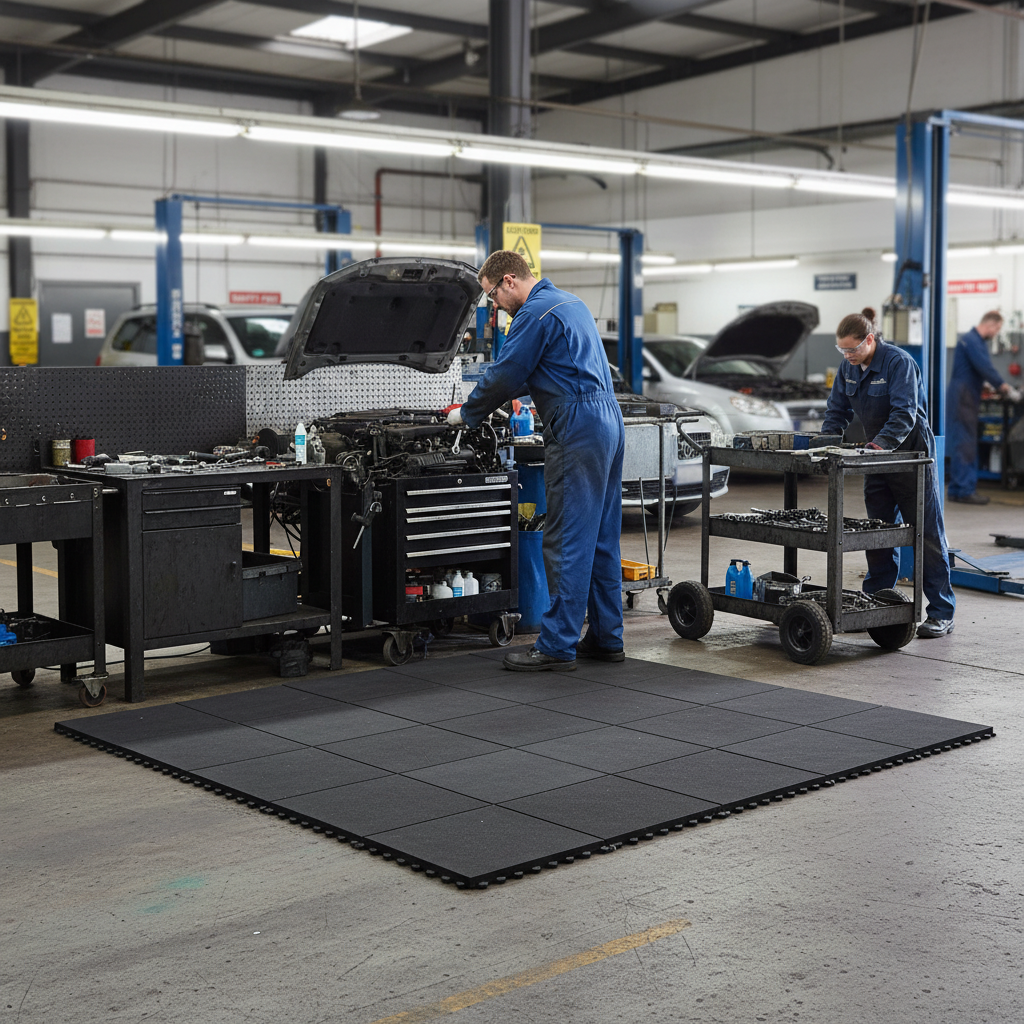 Premium Cushion Link Solid Top Interlocking Anti-Fatigue Mat - 100% Nitrile, 92x92cm, Slip... - side view | Barriers Co