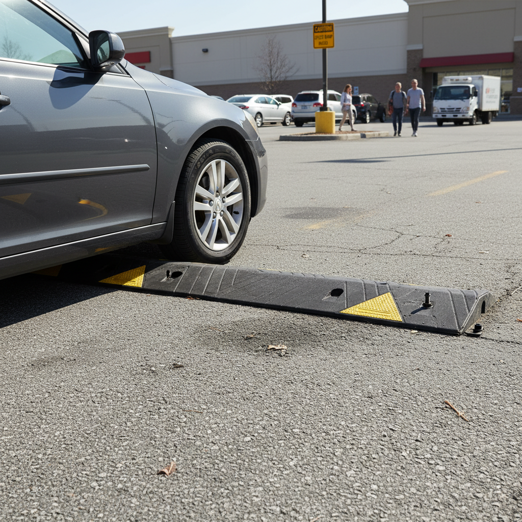 Premium Heavy Duty 70mm Rubber Speed Bump with Fixings for Road Safety and Modular Adaptation