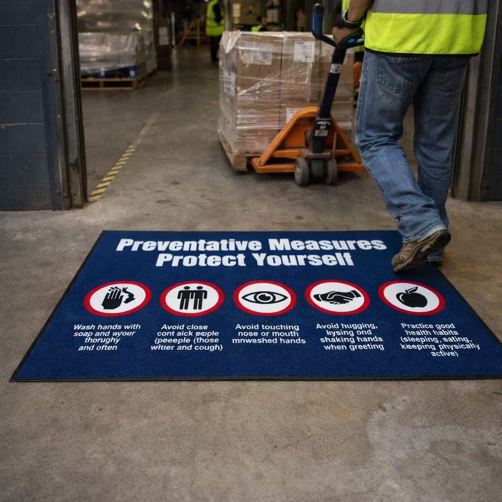 Safety Mats – Blue – Hygiene Reminder – Indoor/Outdoor