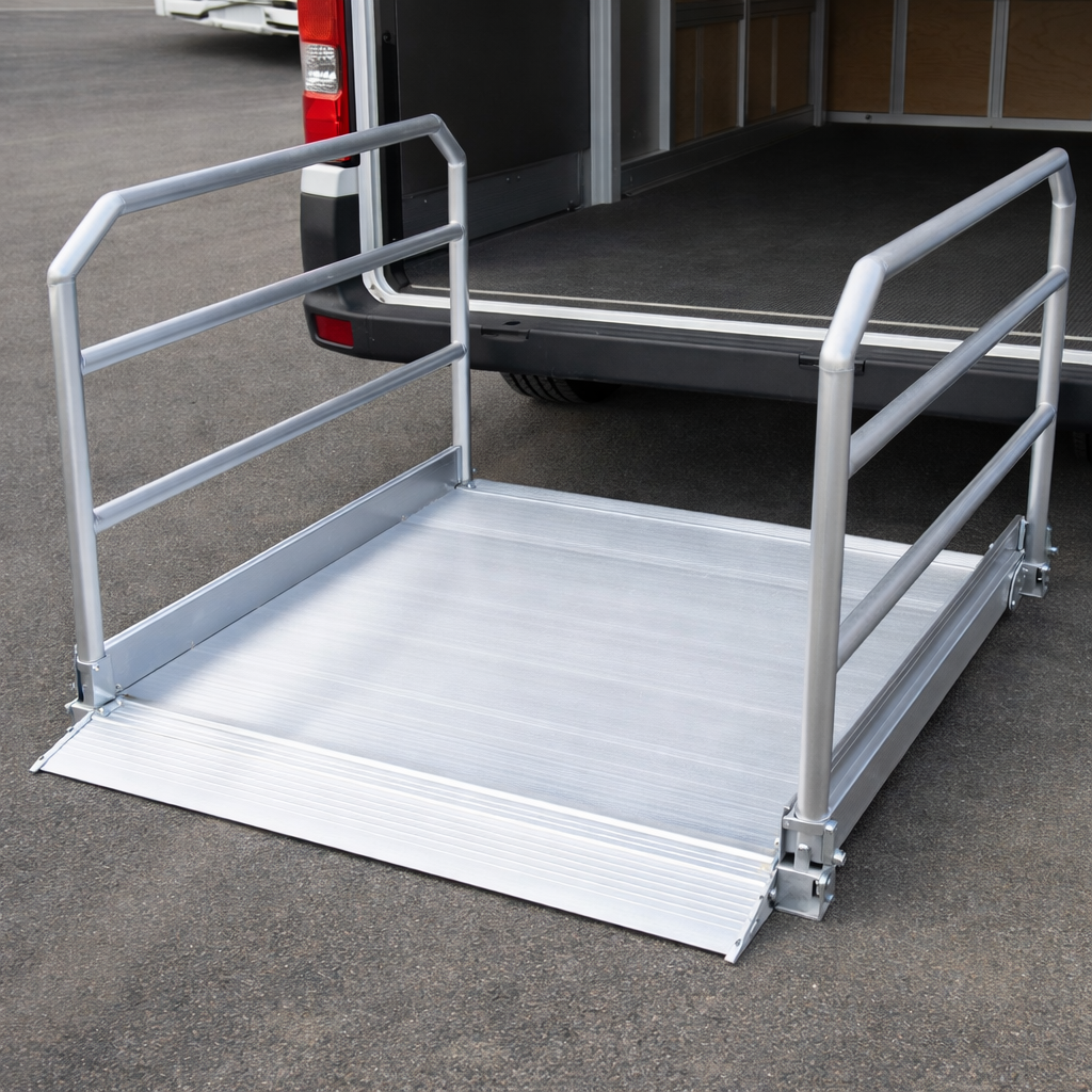 Vehicle Accessible Ramps – 990mm L x 1250mm W – Handrails – Commercial Use