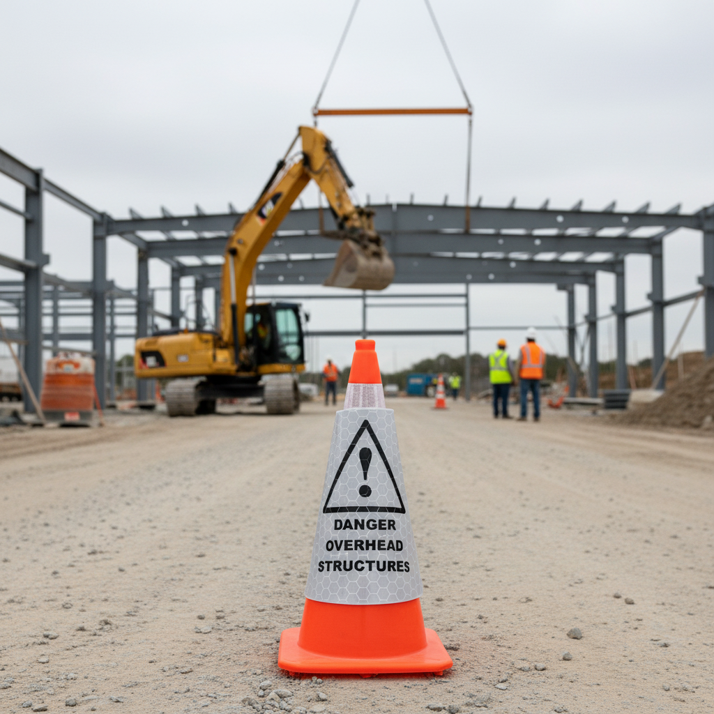 Premium Traffic Cone Sleeve for Overhead Warning - Weather-Resistant Reflective Design with... - side view | Barriers Co