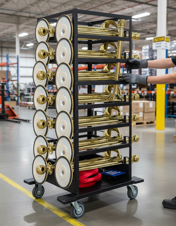 Professional Barrier Package with 18 Posts, Red Ropes, and Transport Trolley for Event Setup