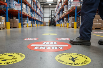 Premium High-Visibility Floor Markers & Safety Signs - 450mm Ø Durable Industrial-Grade Plastic for Clear Messaging