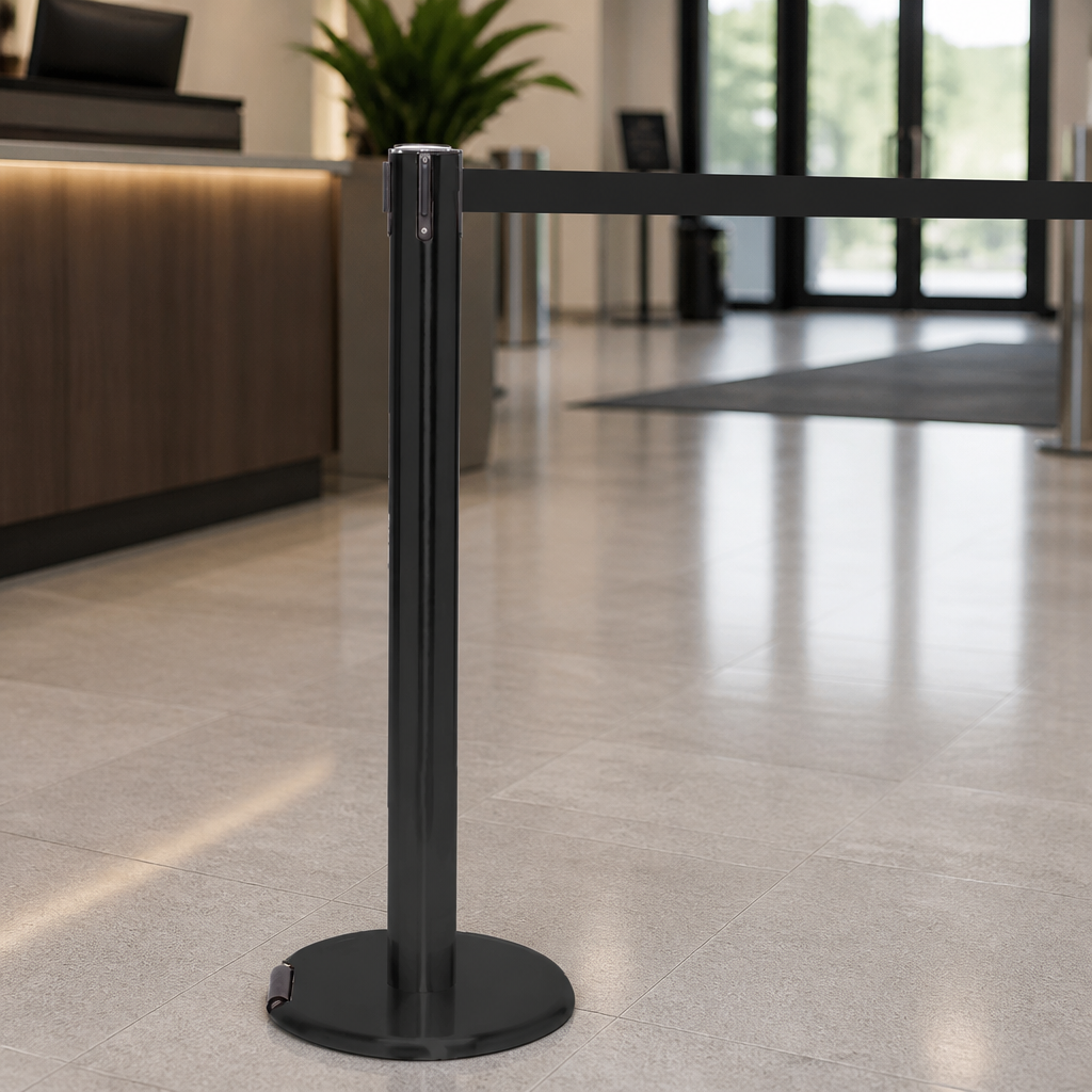 Belt Barrier System 4.9m x 50mm Cast Iron for Effective Crowd Control