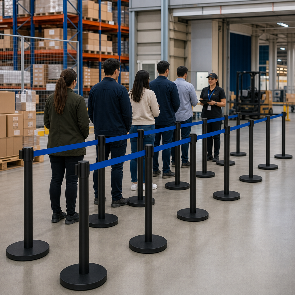 Belt Stanchion with 3m Blue Belt for Event Management (Pack of 10)
