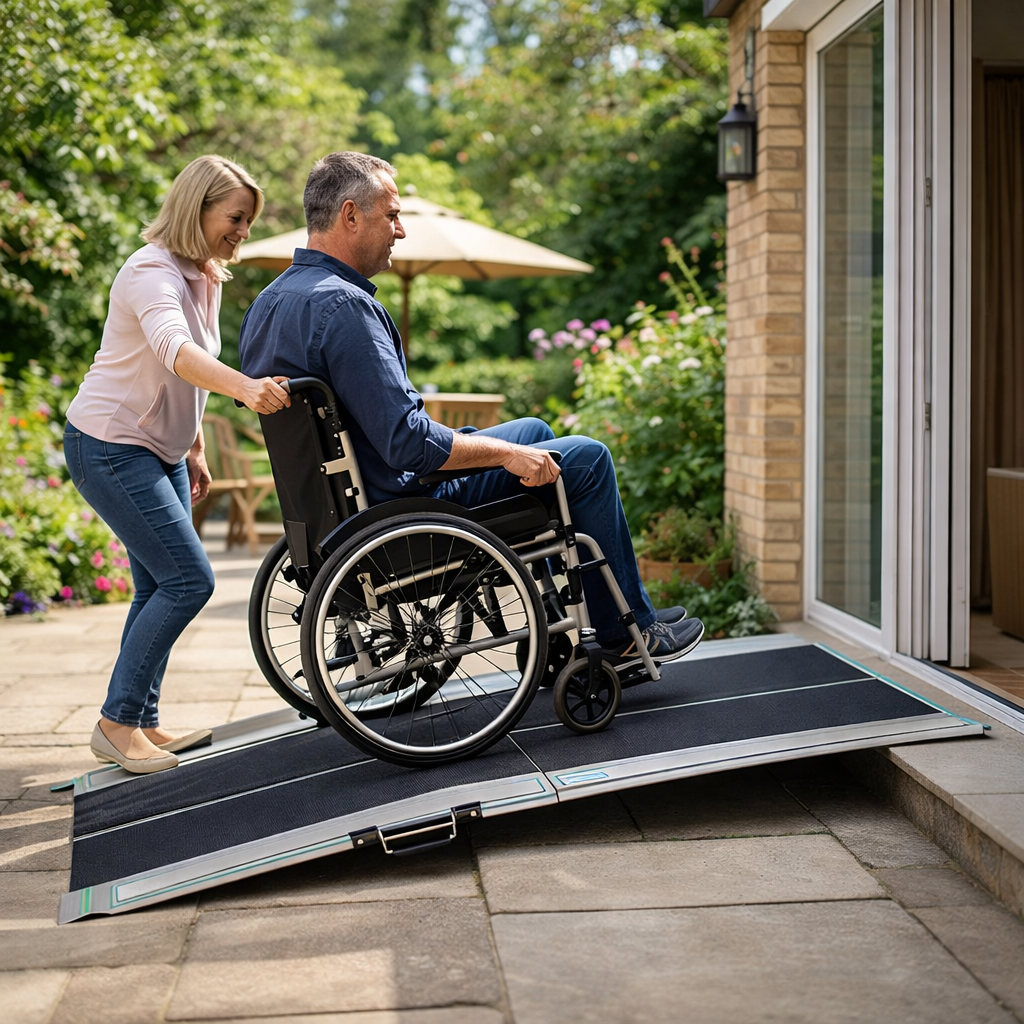 Portable Loading Ramp – White – 275-475kg Capacity – Mobility Access