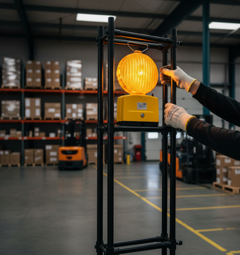 Premium Dual-Sided Flashing LED Warning Lamp for Folding Safety Tent - High Visibility with Long Operating Time and Easy Handling