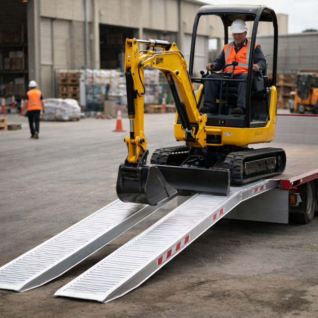 Extra Wide Aluminium Loading Ramps – 4000x400mm – 3435kg Capacity – Plant & Mini Digger