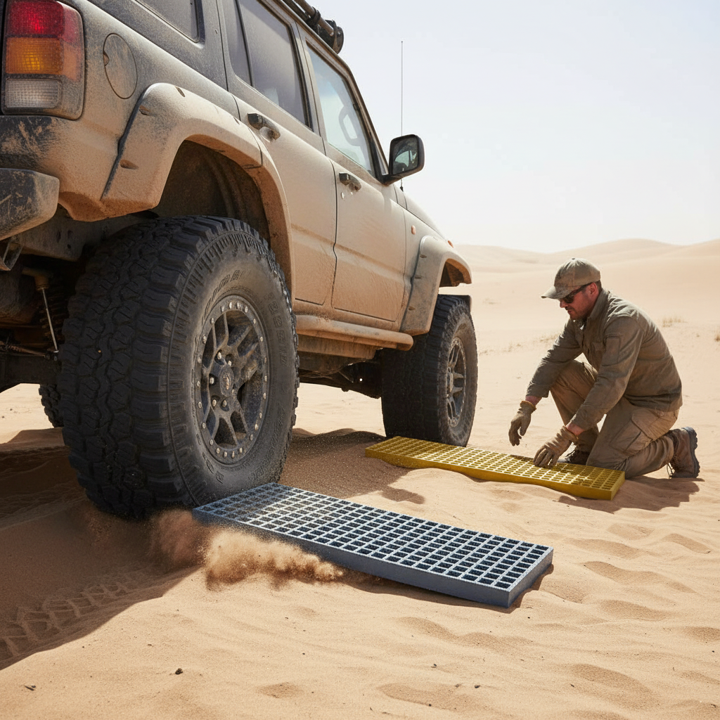 Premium GRP Waffle Boards for Vehicle Recovery - Heavy Duty Sand Ladders 996x310mm - side view | Barriers Co
