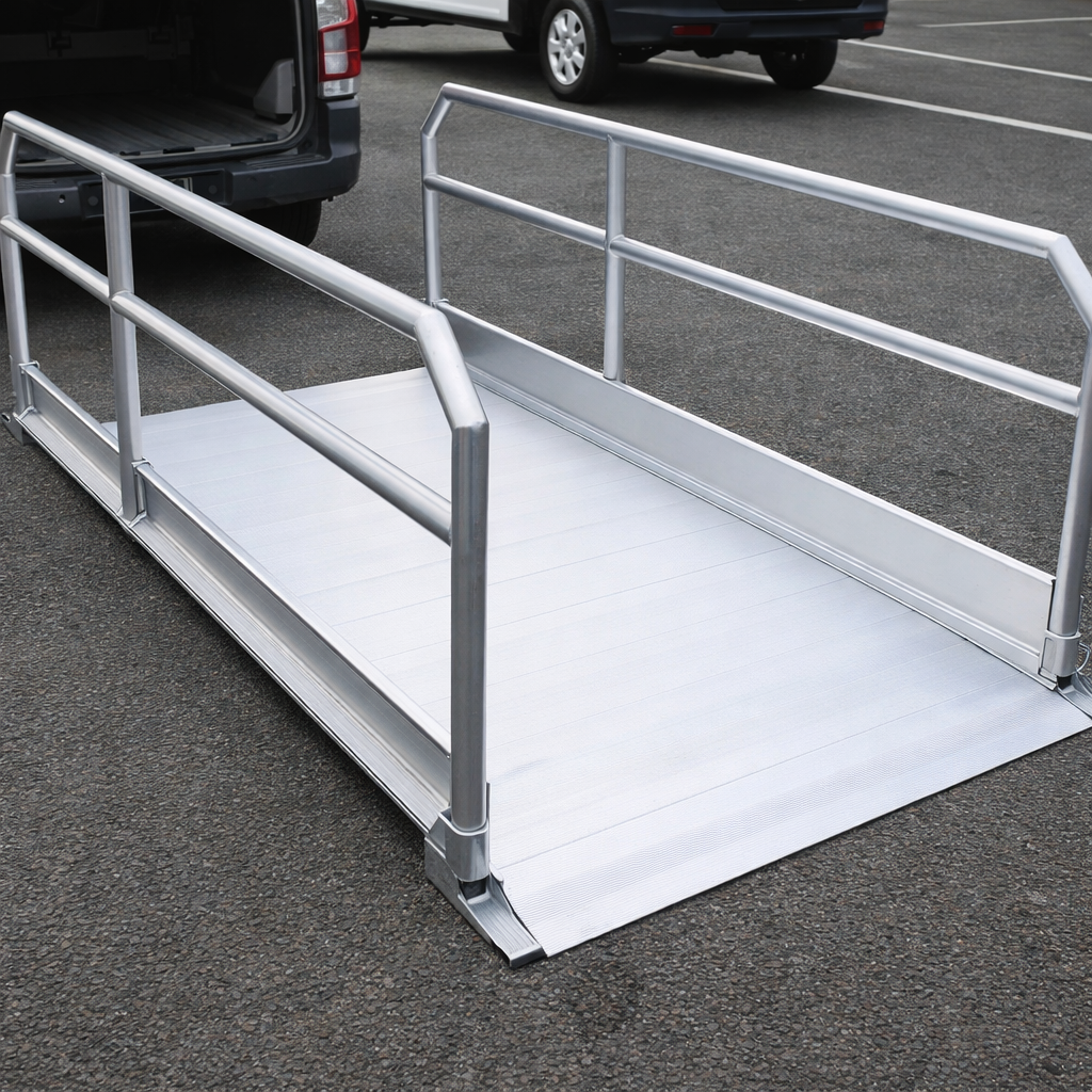 Vehicle Accessible Ramps – 2390mm Long – Folding Handrails – Commercial Use