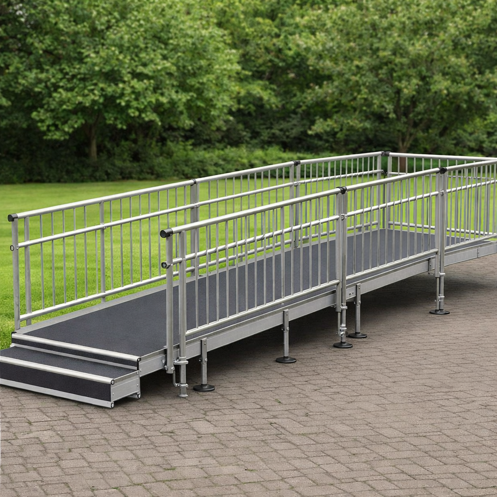 Modular Ramp Kit with Platform – 1500mm x 4600mm – Mesh Surface – Wheelchair Access