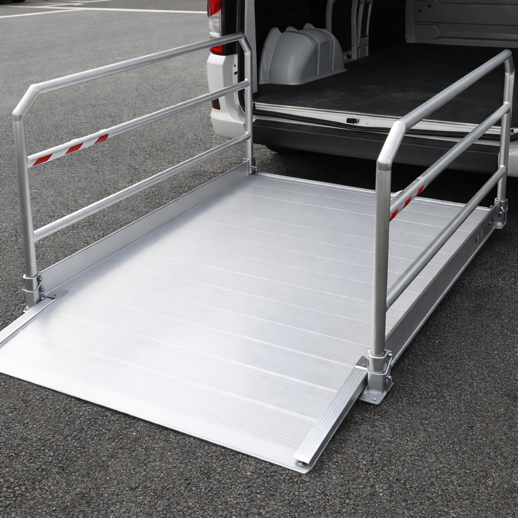 Vehicle Accessible Ramps with Handrails – 1990mm L x 1250mm W – Heavy Duty – Commercial Use