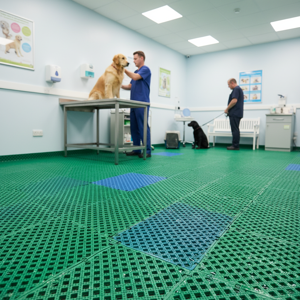 PVC Anti-Slip Matting - Green - Veterinary Clinic Use Case