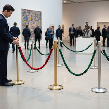 Premium Heavy Duty Post & Rope Barrier Set with Twisted Ropes for Events and Queuing