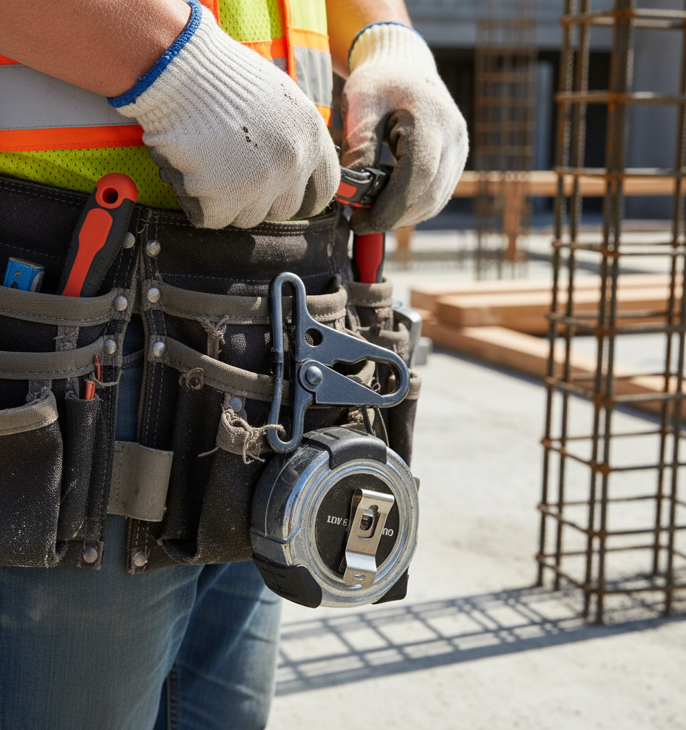 Premium Durable Belt End with Carabiner Hook for Quick Attachment and Secure Connection with Barrier Tape