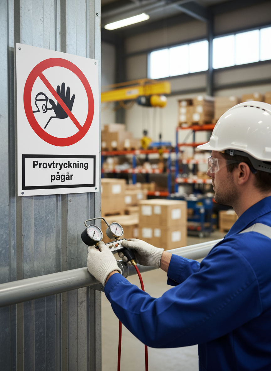 Premium Prohibition Sign for Ongoing Pressure Testing - Durable Materials and Sizes for Clear Workplace Safety