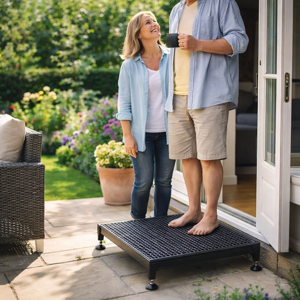 Adjustable Safety Step Stool – Black – Heavy Duty – Indoor/Outdoor Use