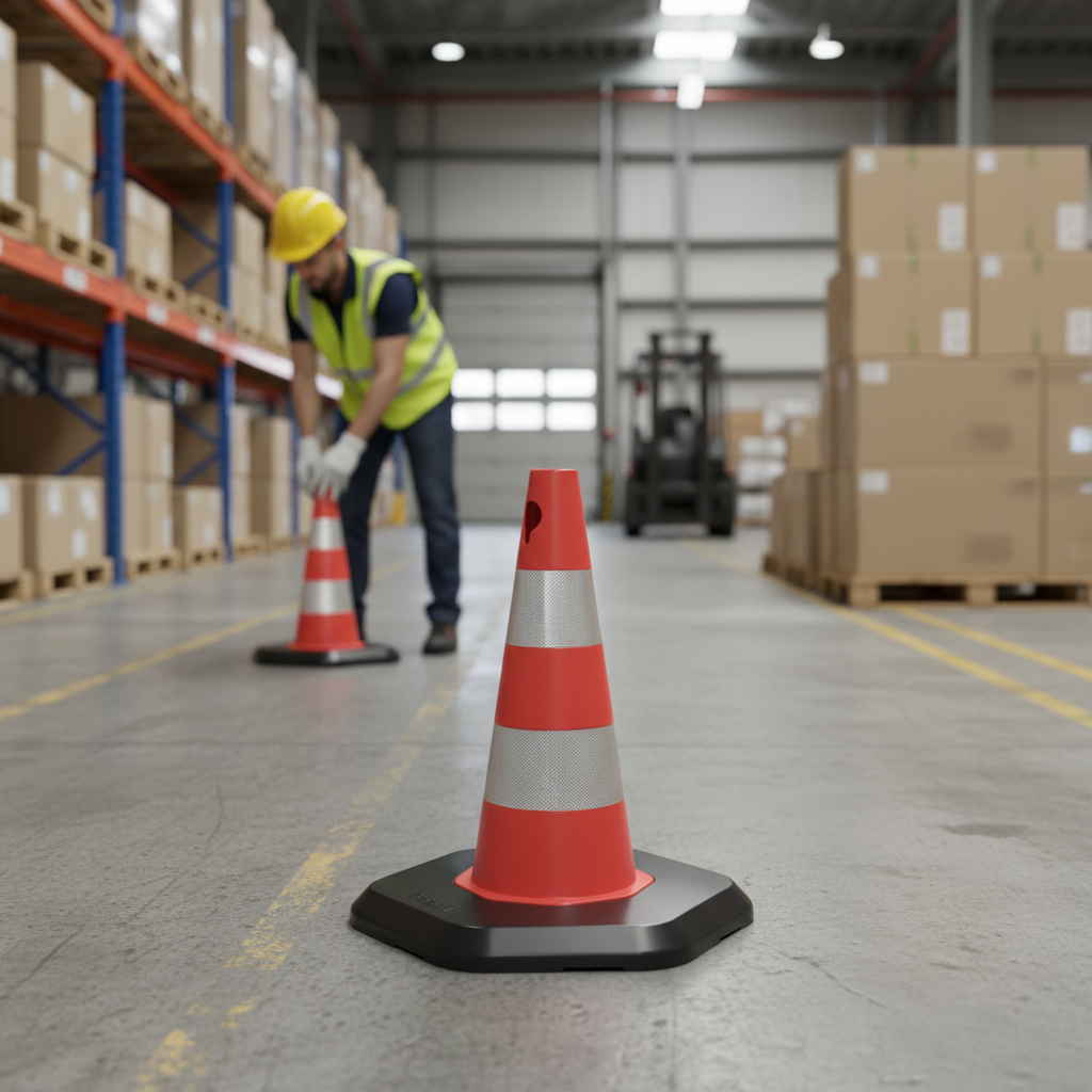 Premium 50 cm PVC Traffic Cone with Double Reflective Bands for High Visibility and Safety