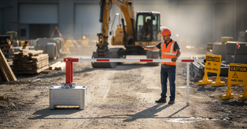 Premium Mobile Manual Barrier with Heavy-Duty Concrete Base for Temporary Access Control and Various Locking Options