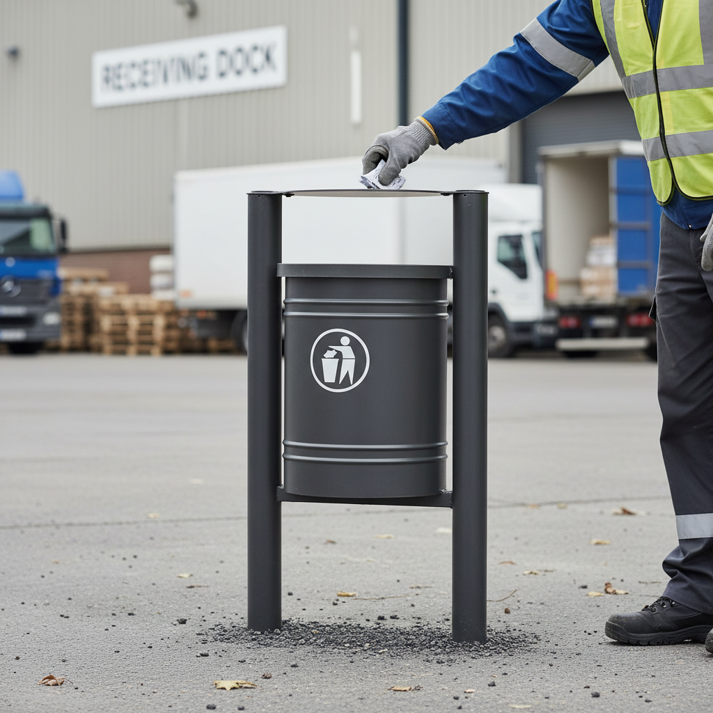 Premium Outdoor Litter Bin 40L with Decorative Top Caps and Steel Cover for Waste Disposal | Barriers Co