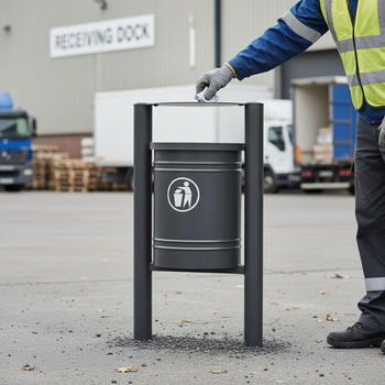 Premium Outdoor Litter Bin 40L with Decorative Top Caps and Steel Cover for Waste Disposal