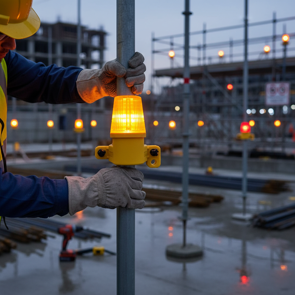 Premium LED Scaffold Lamp - Battery Powered, 360 Degree Visibility, Weatherproof Design with Built-in Light Sensor