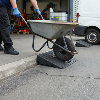 Premium Heavy Duty Car and Wheelbarrow Kerb Ramp for Safe Vehicle Access - High-Quality Professional Grade for Industrial and Commercial Applications