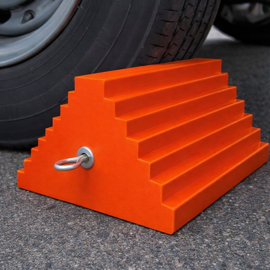 Wheel Chock – 19cm W x 16cm H x 21cm L – High Visibility Orange – Vehicle Safety