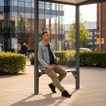 Premium Integrated Perch Seat for Smoking Shelters - 1350mm Space-Saving Design for Smokers