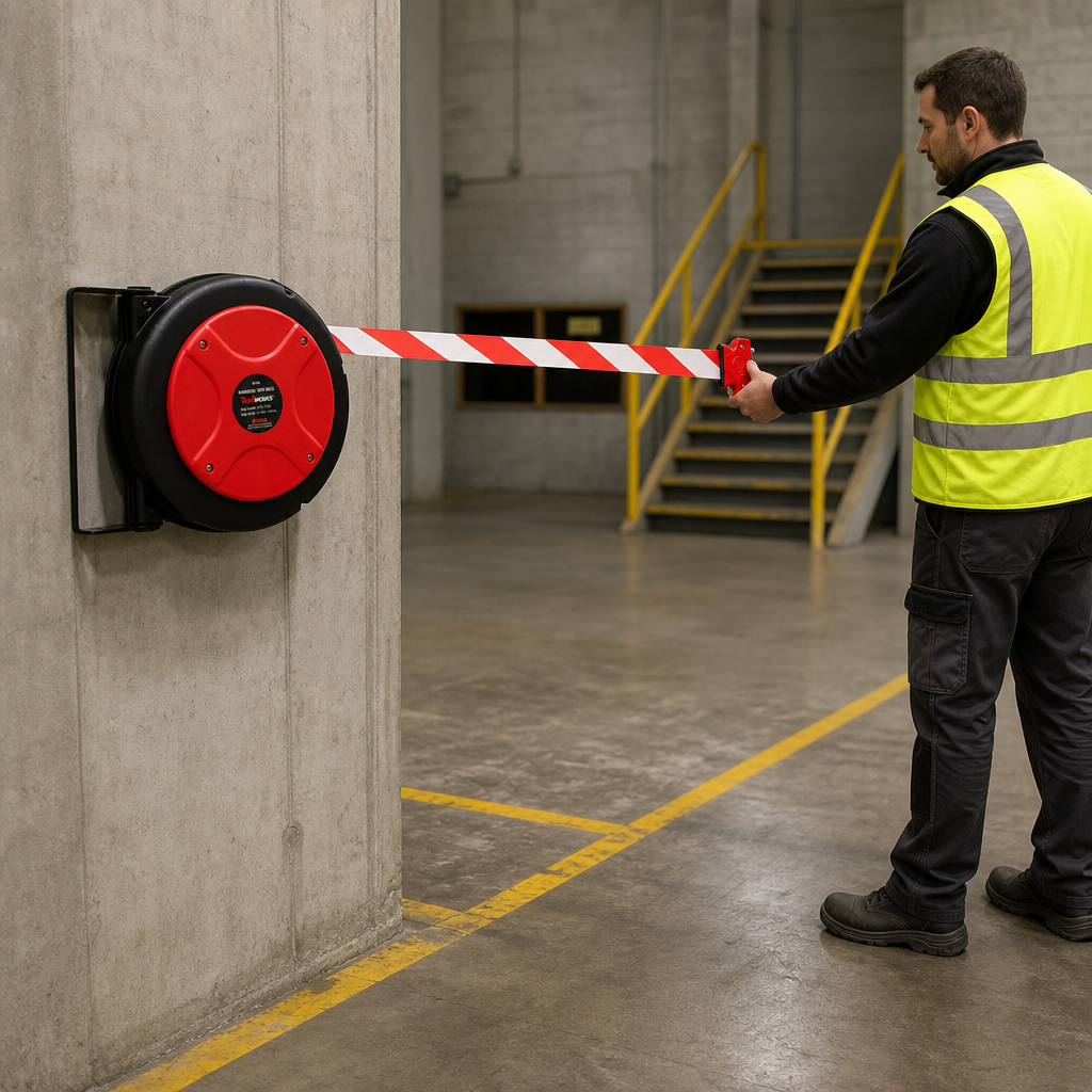 Heavy Duty Retractable Safety Barrier 16m for Indoor & Outdoor Use