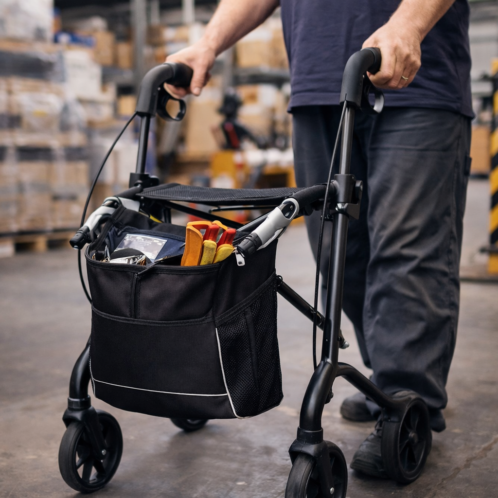 Rollator Bag – Black – 5kg Capacity – Mobility Aid Accessory