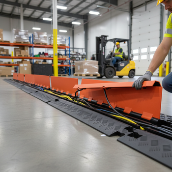 Premium 3 Channel Low Profile Cable Protector with Wheelchair Accessibility for Heavy Foot Traffic