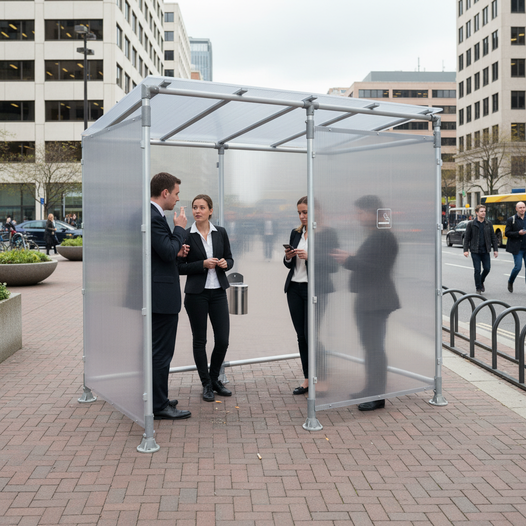 Premium Lightweight Smoking and Vaping Shelter in Aluminium and Polycarbonate - Weather-Resistant with High Ventilation Optio
