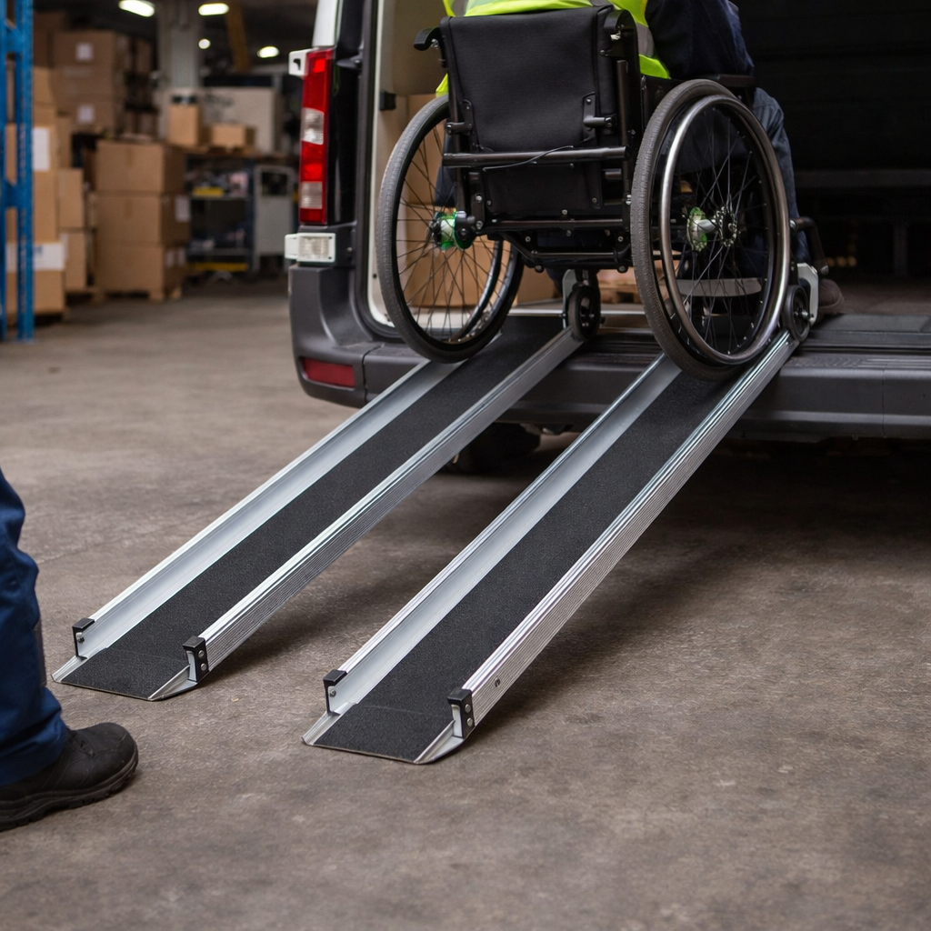 Telescopic Channel Ramps – 4ft – Black Grip Surface – Kerbs & Steps