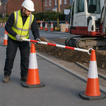 Economy Retractable Cone Barrier for Construction & Road Work (Pack of 25)