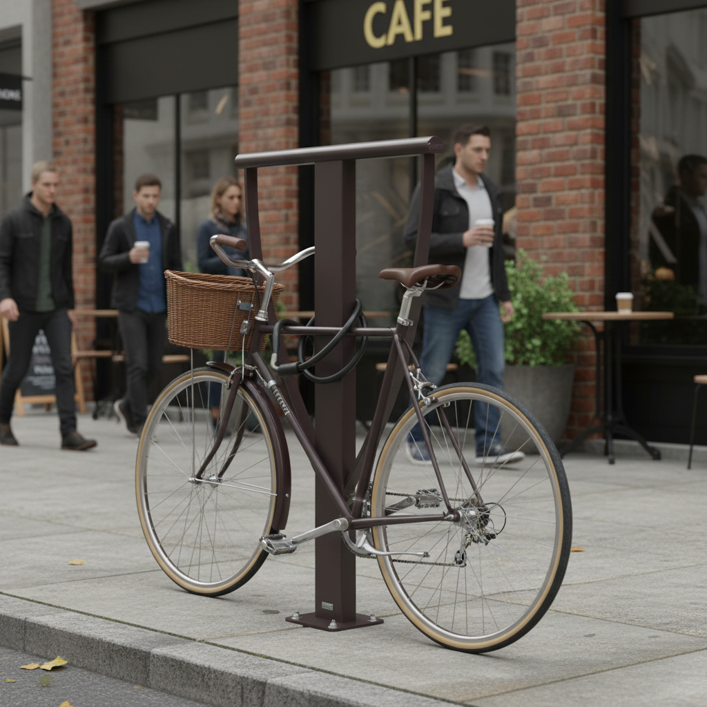 Premium Dual-Purpose Bolt Down Bike Stand - Galvanised Steel with Paint Options for Stylish... - side view | Barriers Co