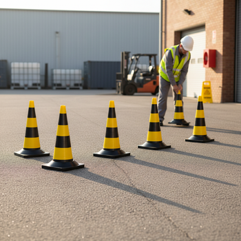 Premium Heavy Duty Traffic Cone Kit - 10pcs 50cm with Rugged Rubber Base for Construction and Safety