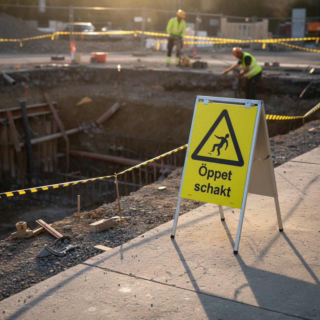 Premium Warning Sign for Open Excavations - Durable PVC, Magnetic, and Aluminum Options with High-Visibility Design