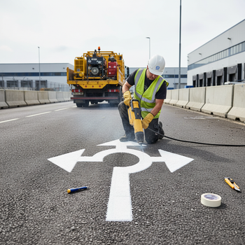 Premium Preformed Thermoplastic Symbols for Road and Facility Marking - Fast Installation, Durable, Available in Various Sizes and Colors