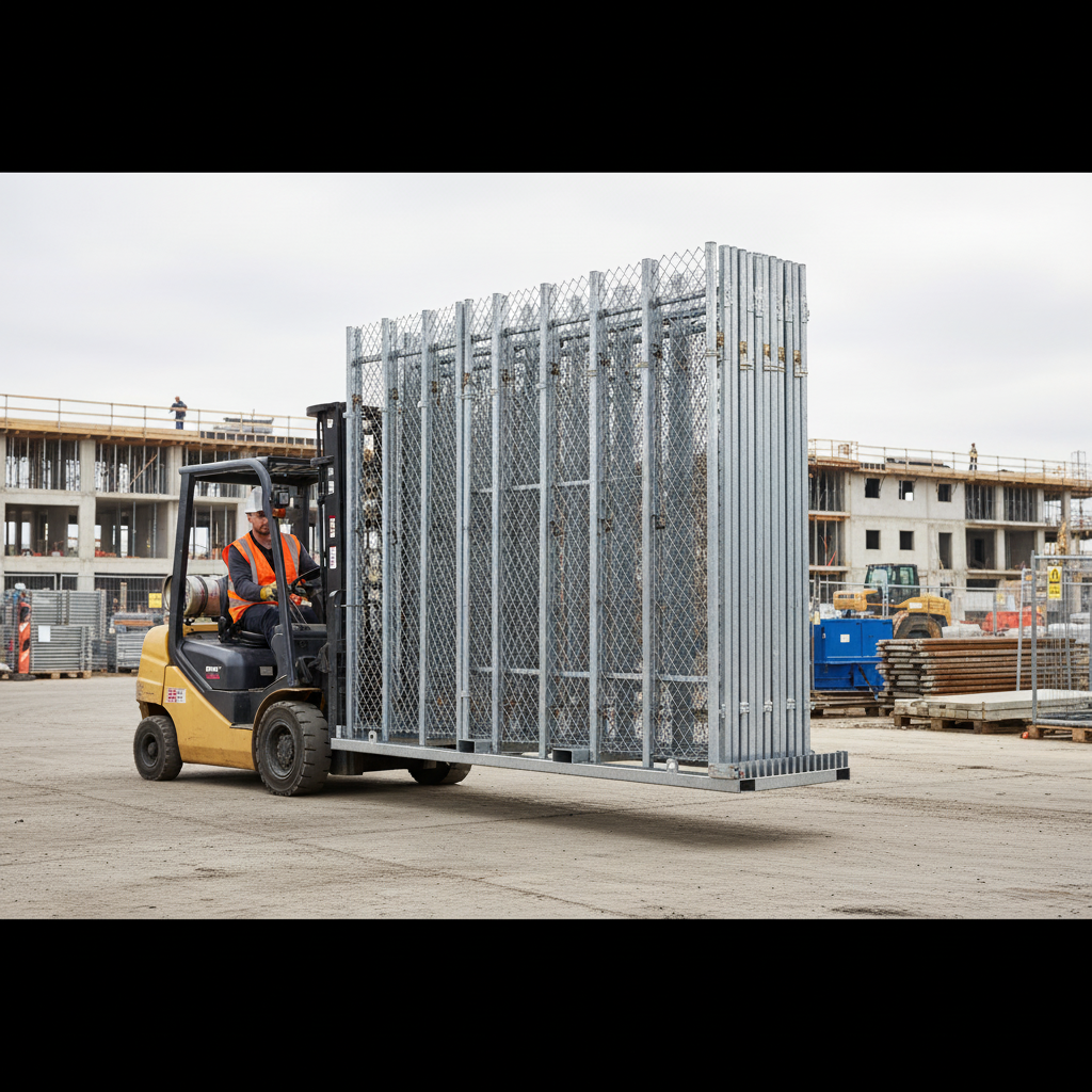 Heavy Duty Steel Pallet for Safe Storage and Transport of 25 Mobile Fences - High-Quality Professional Grade for Industrial and Commercial Applicat...