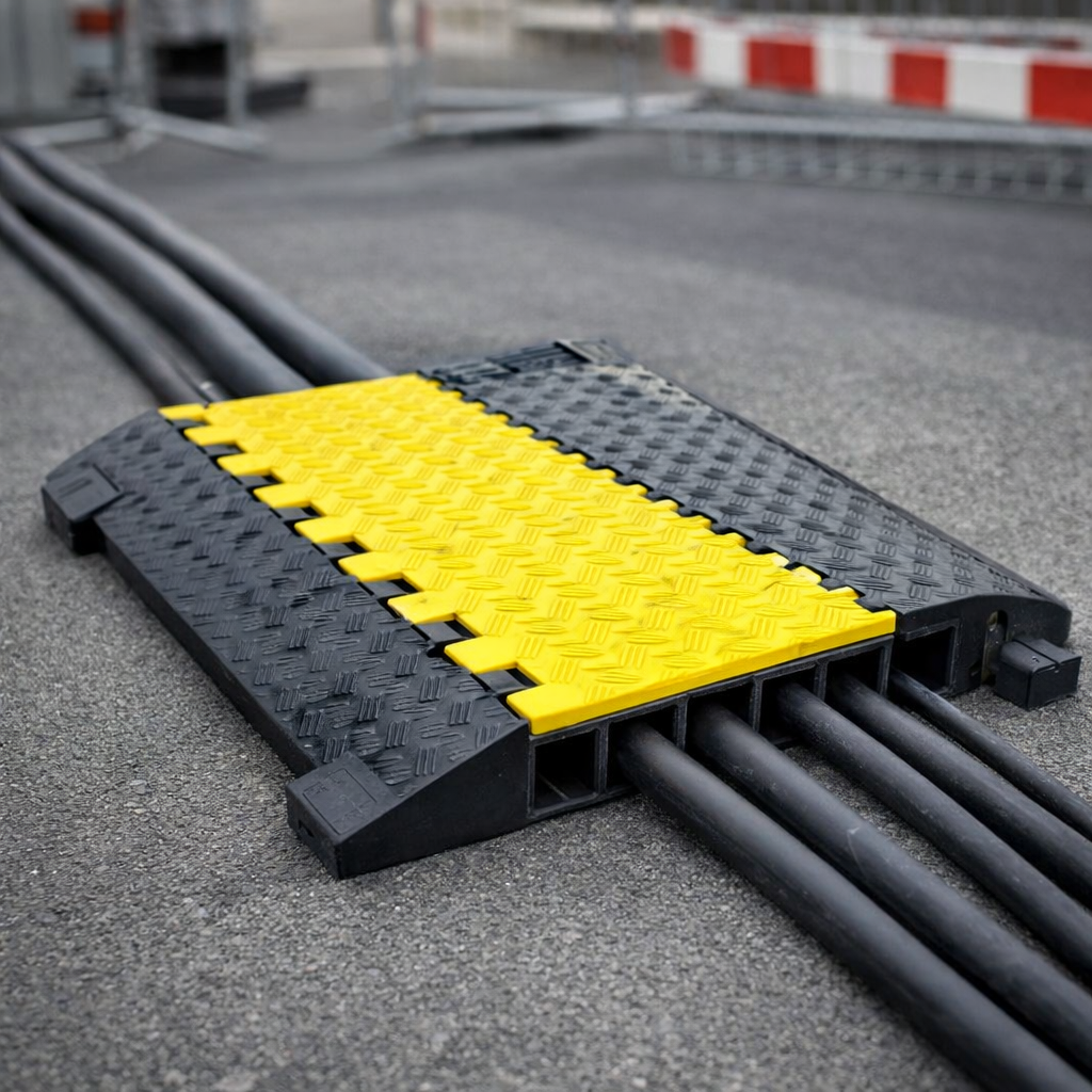 Cable Protector – Black/Yellow – 4 Channels, 5000kg Capacity – Vehicle Traffic