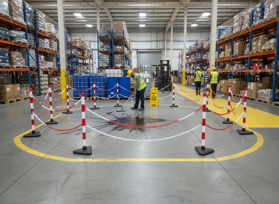 Premium Economy Post & Chain Barrier Kit with 16 Posts and 25m Plastic Chain for Crowd Control and Safety