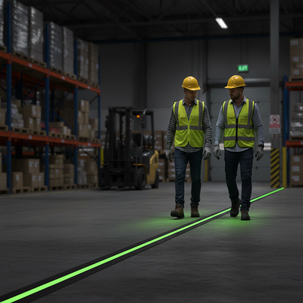 High-Performance Anti-Slip Glow Line Tape - Photoluminescent Safety-Grip, 50 mm x 18.3 m Roll with R13 Rating