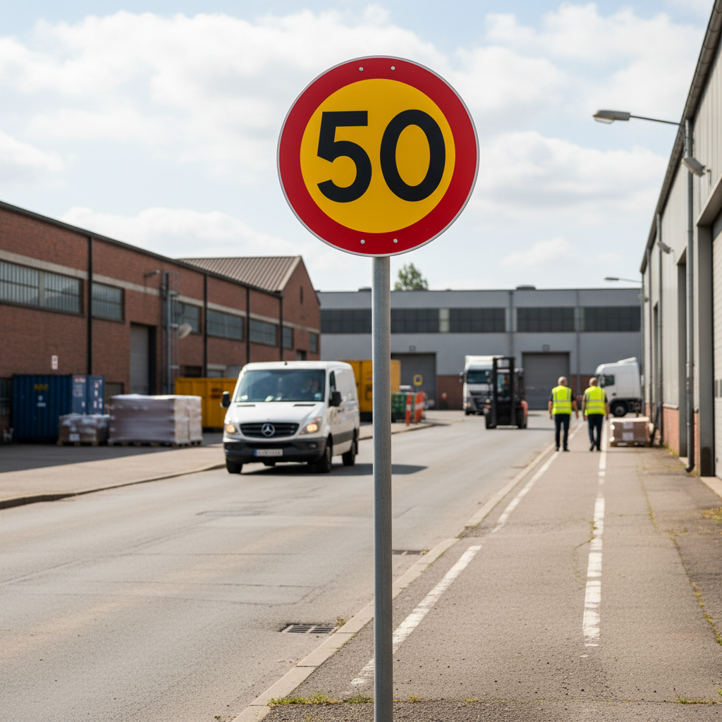 Premium Prohibition Sign - Maximum Speed 50 km/h, 600mm Diameter for Traffic Control