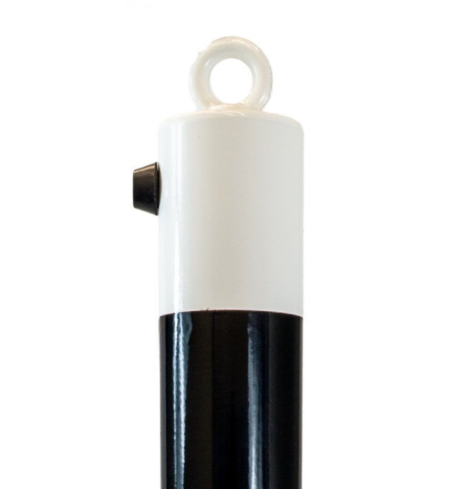White & Black Fold Down Parking Post With Integral Lock And Chain Eyelet