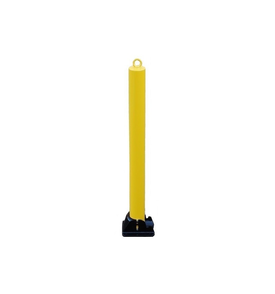 Yellow Fold Down Parking Post With Intigral Lock & Top Mounted Eyelet