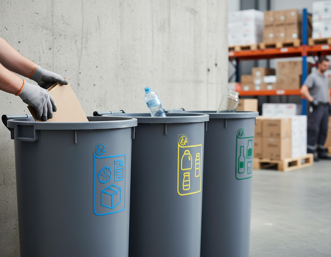 Premium Recycling Bin Label Decal Set - Colour-Coded Stickers for Selective Sorting with Customisation Options | Barriers Co